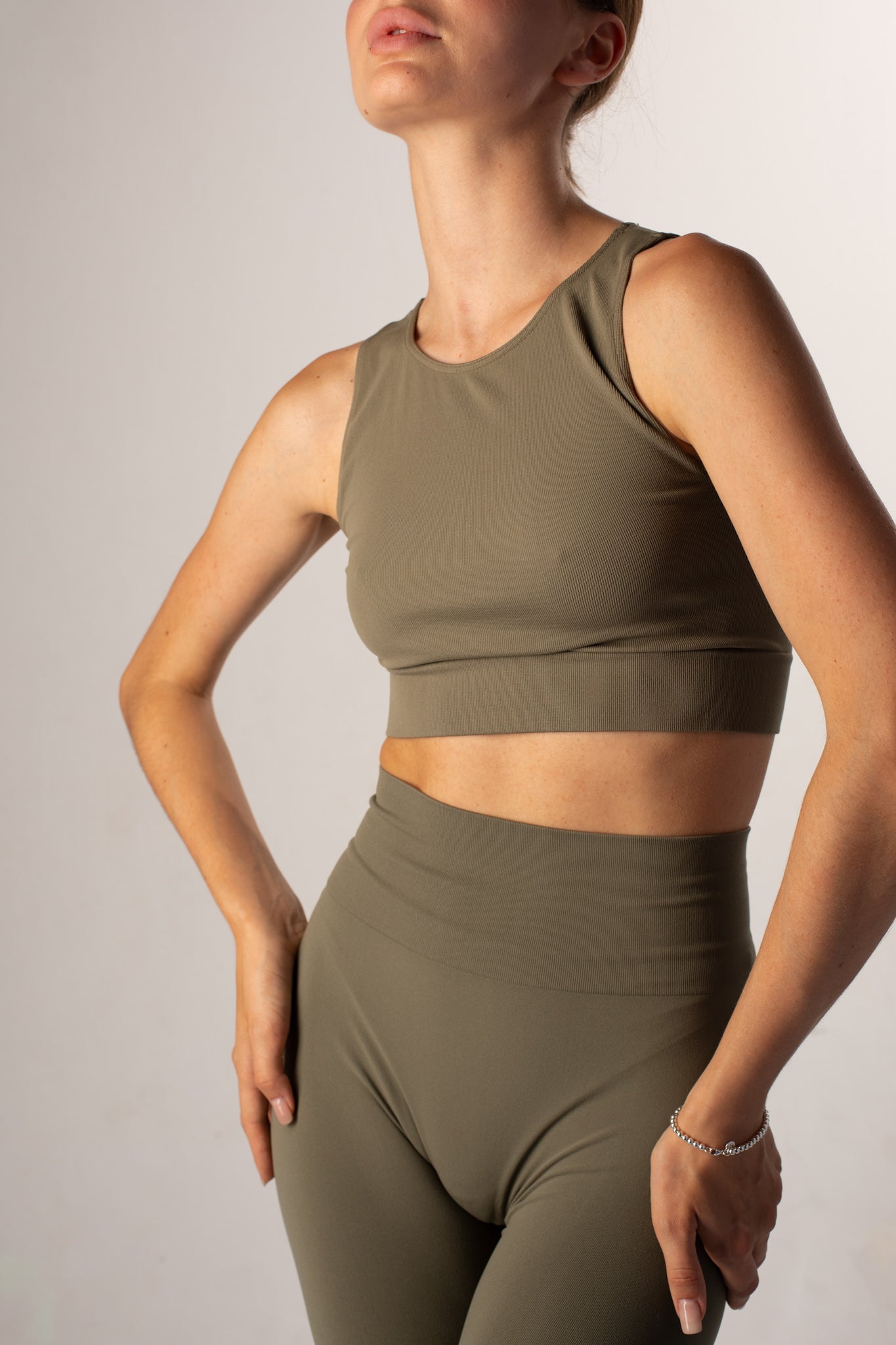 Seamless olive green crop top