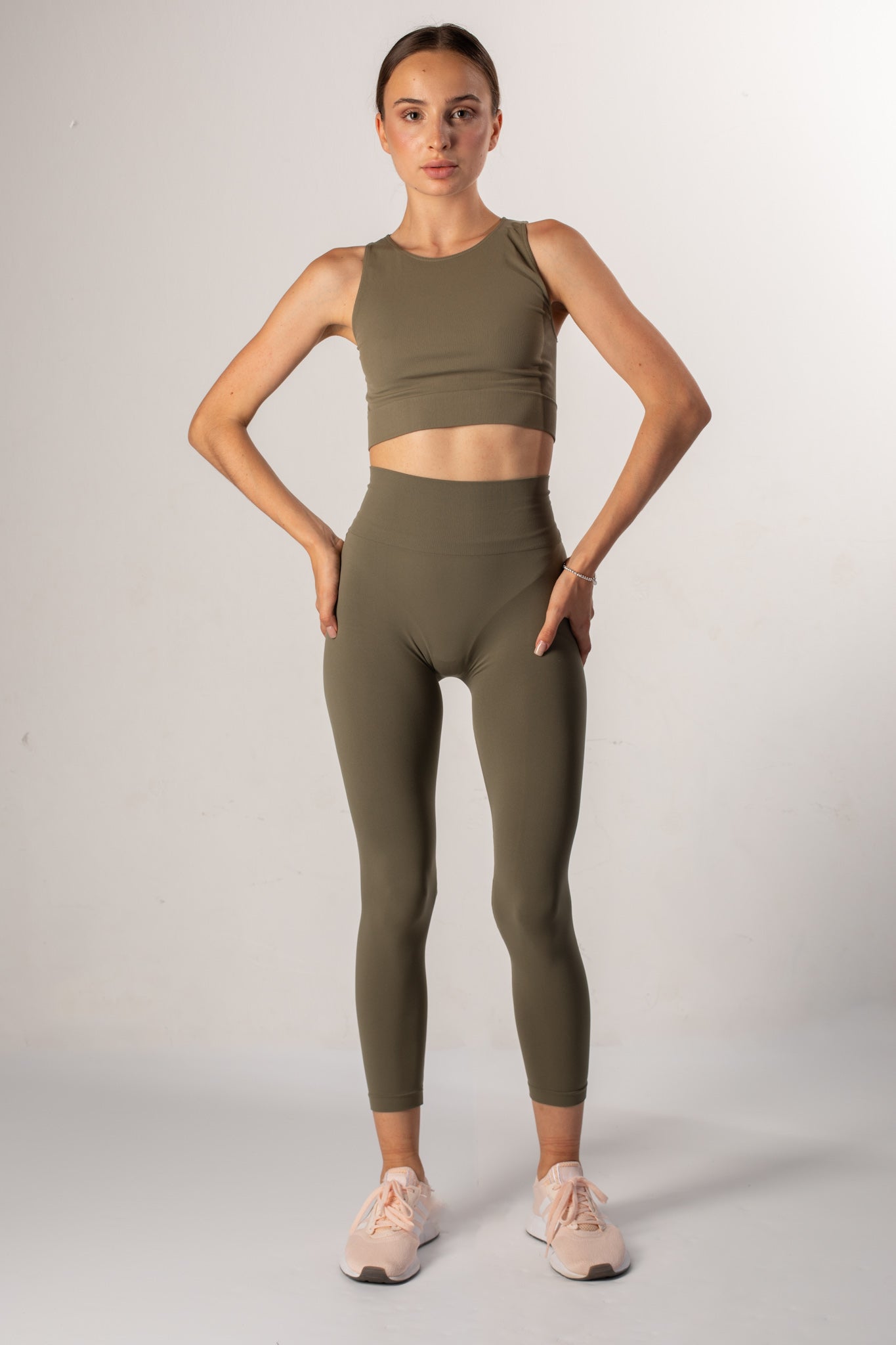 Seamless olive green crop top