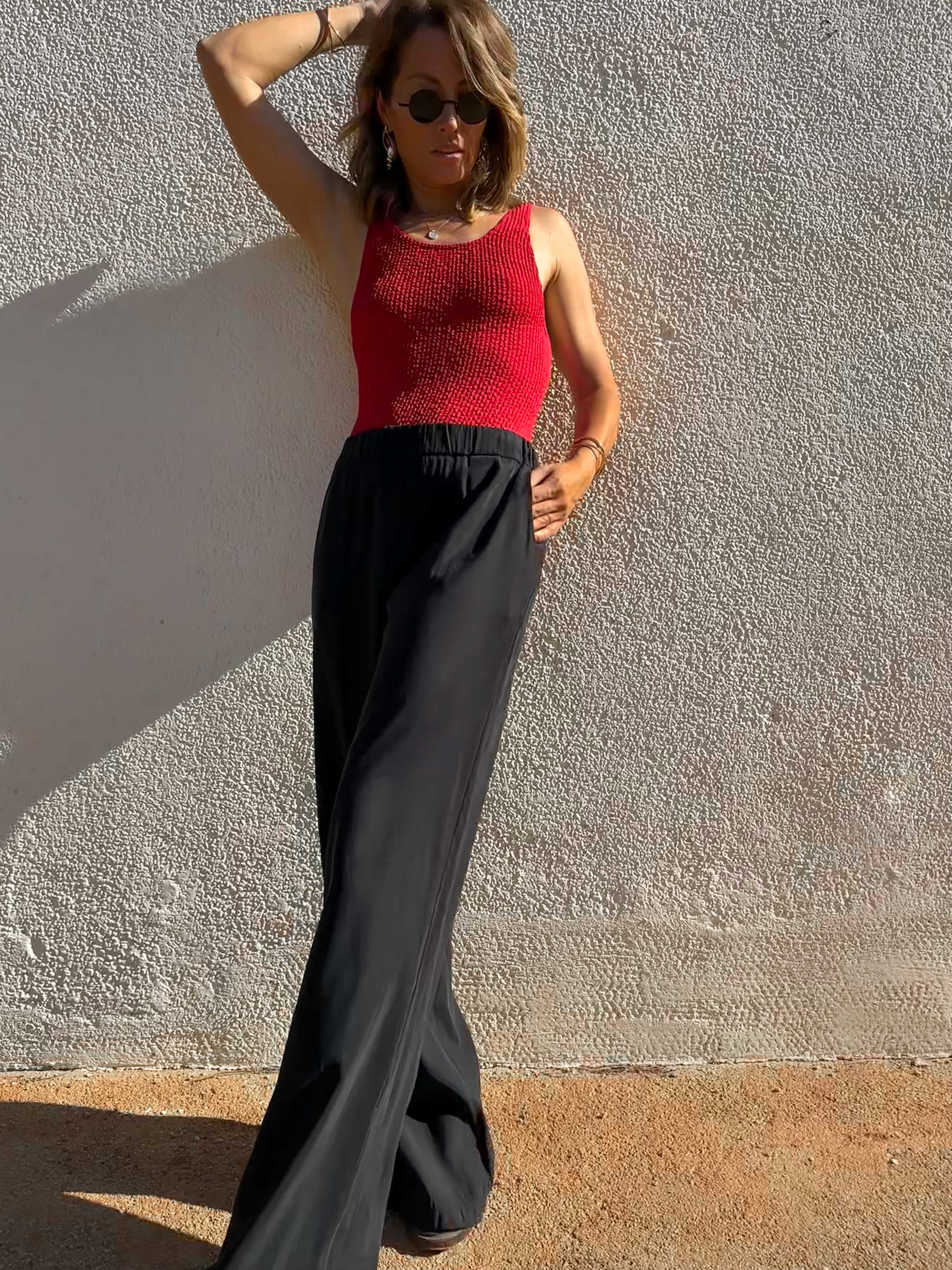 Flowy straight-leg viscose trousers