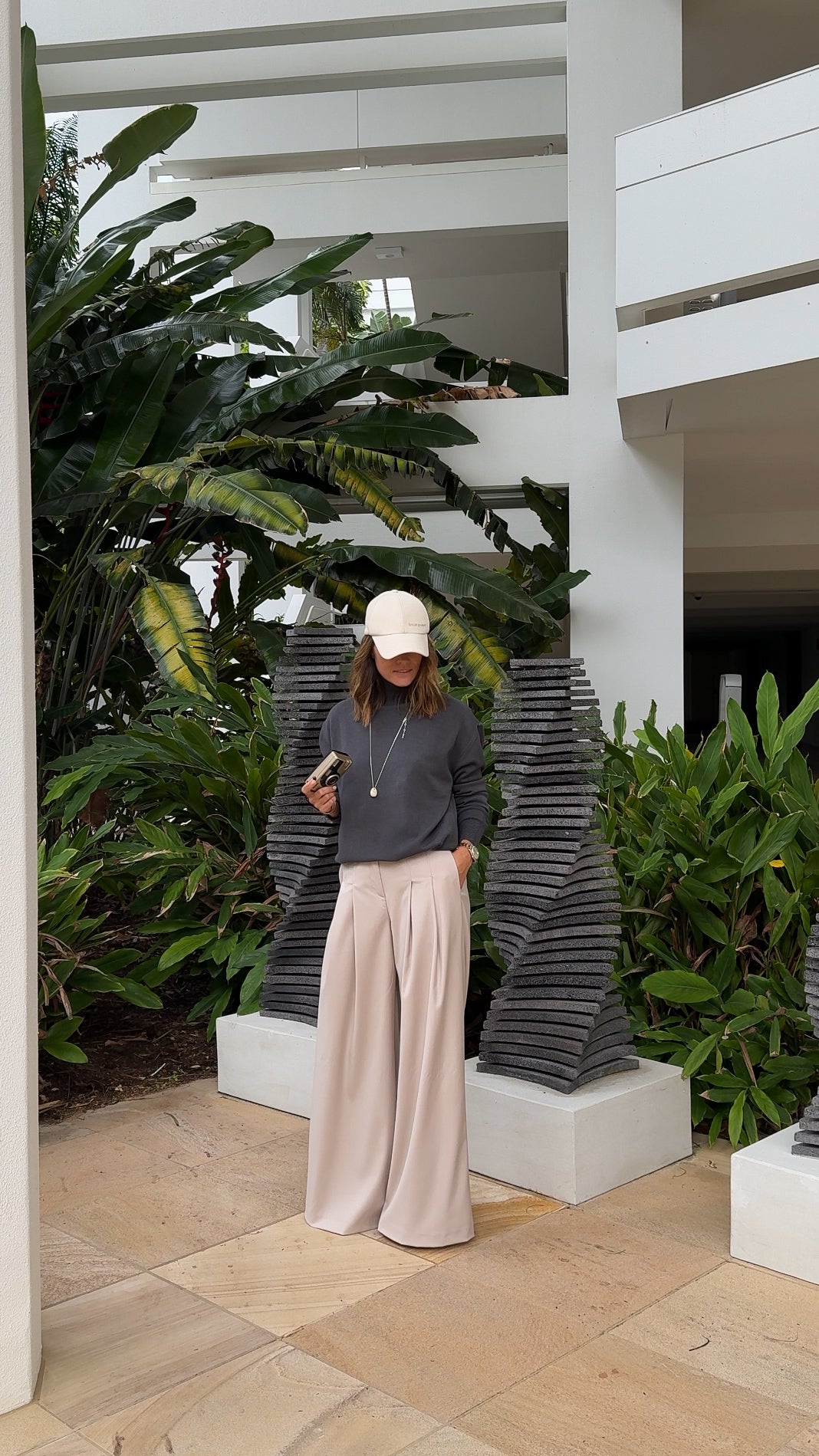 Ivory palazzo trousers