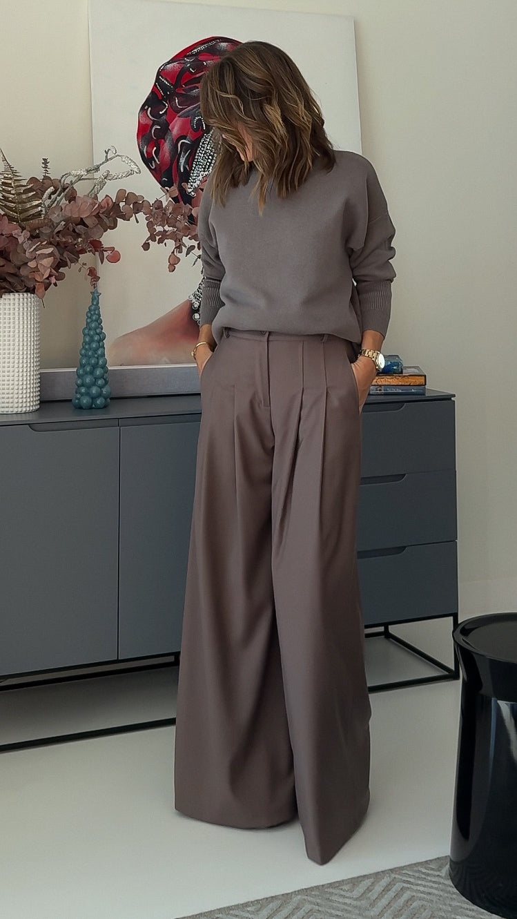 Taupe palazzo trousers