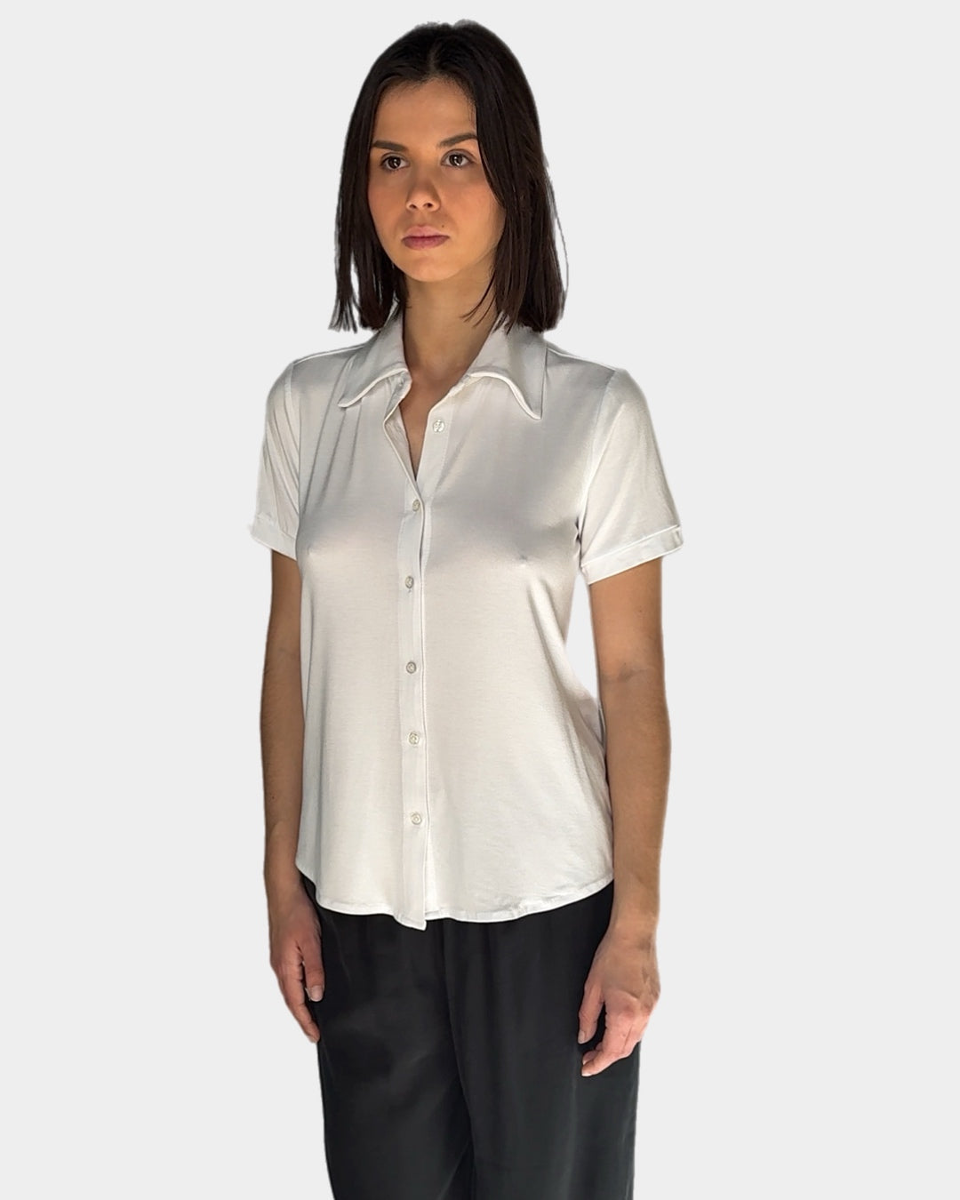 White viscose polo shirt