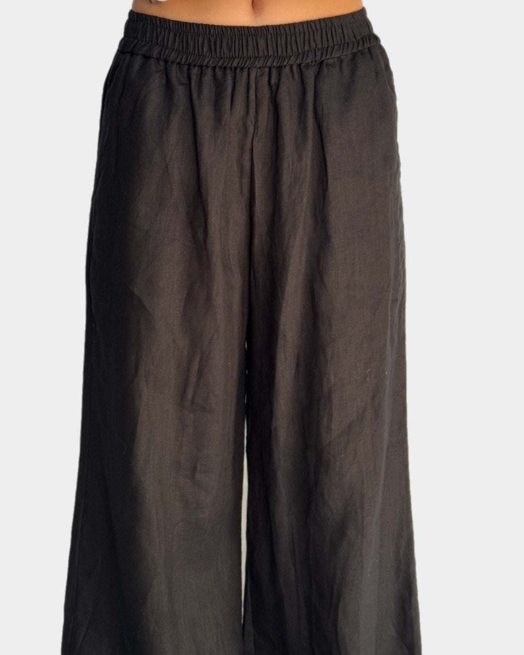 100% linen black trousers