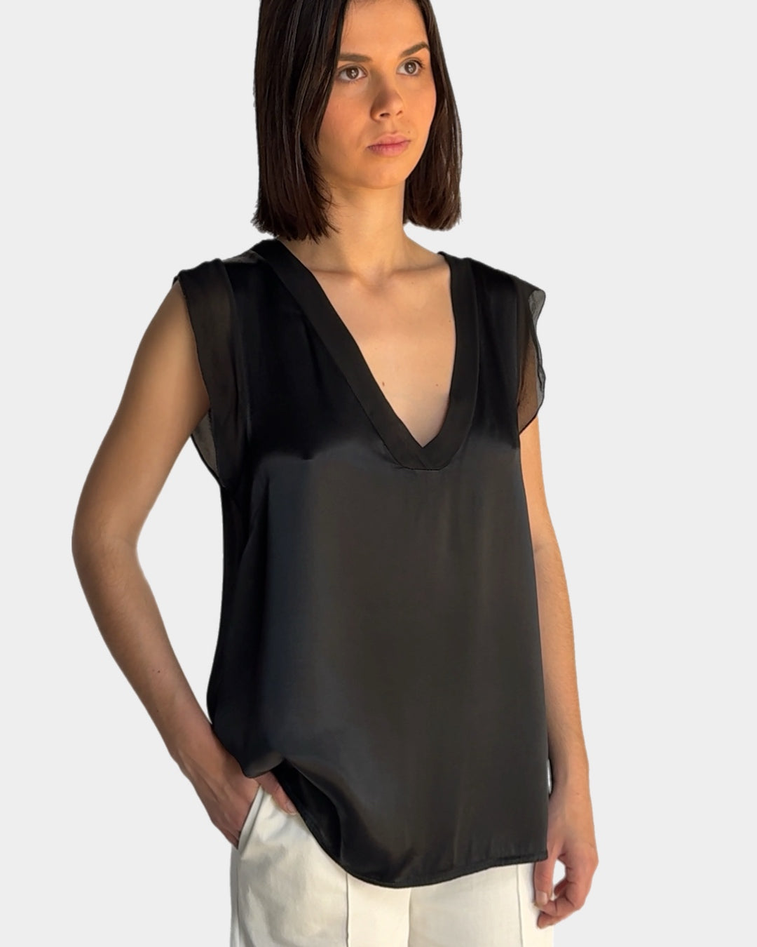 Black viscose top