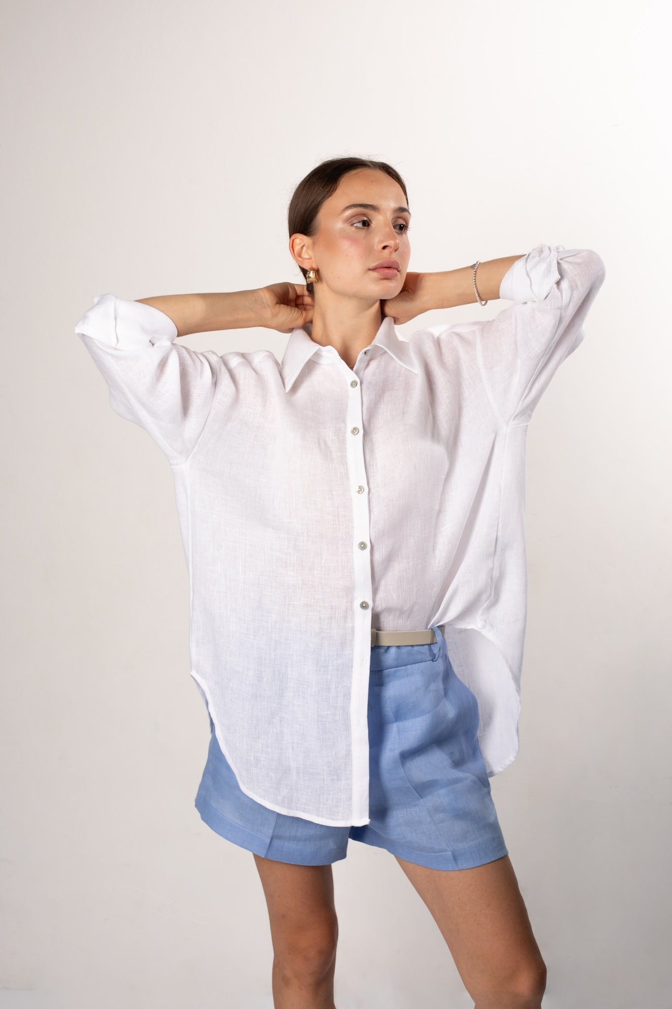 100% linen oversized white shirt