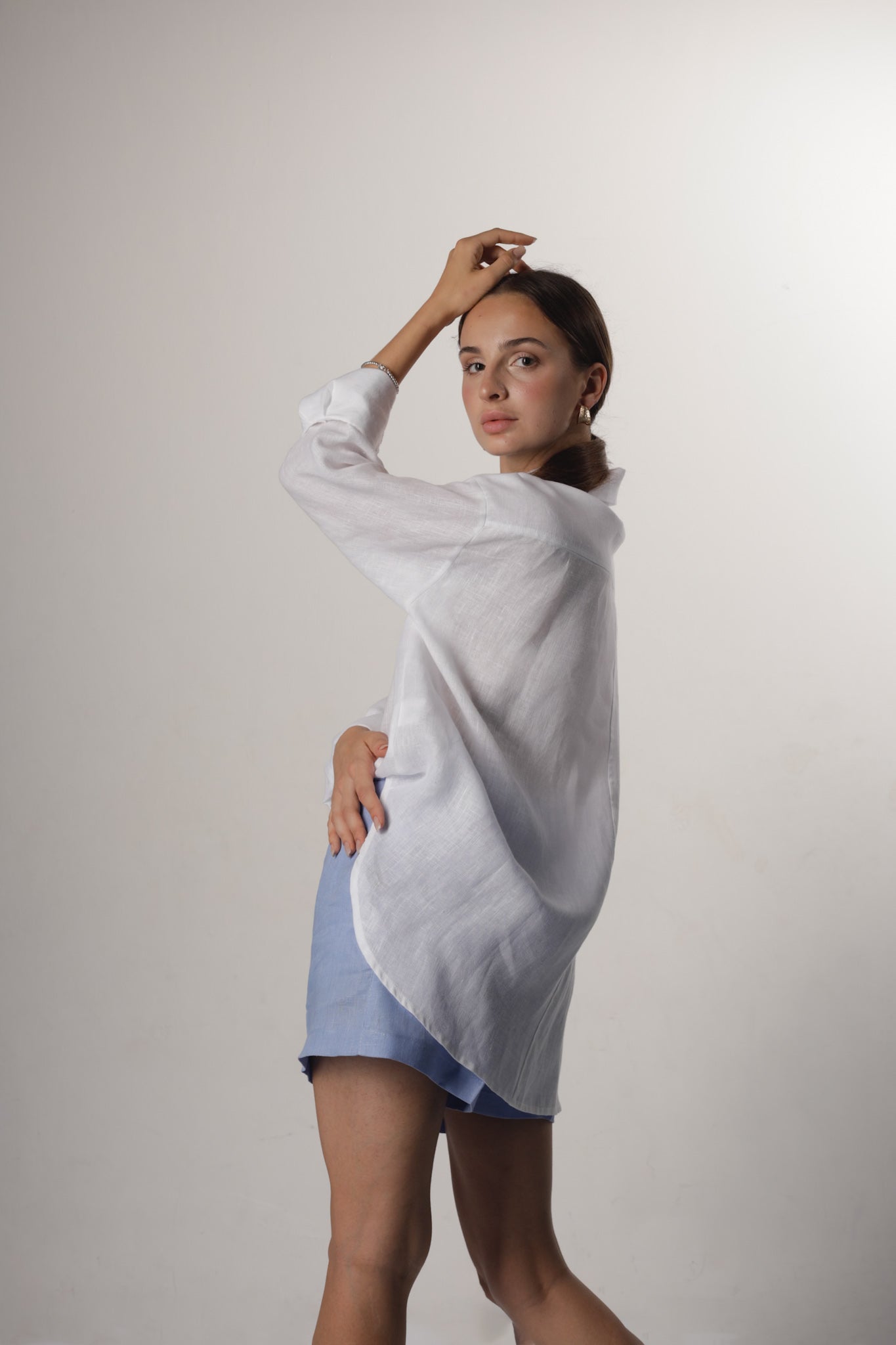 100% linen oversized white shirt