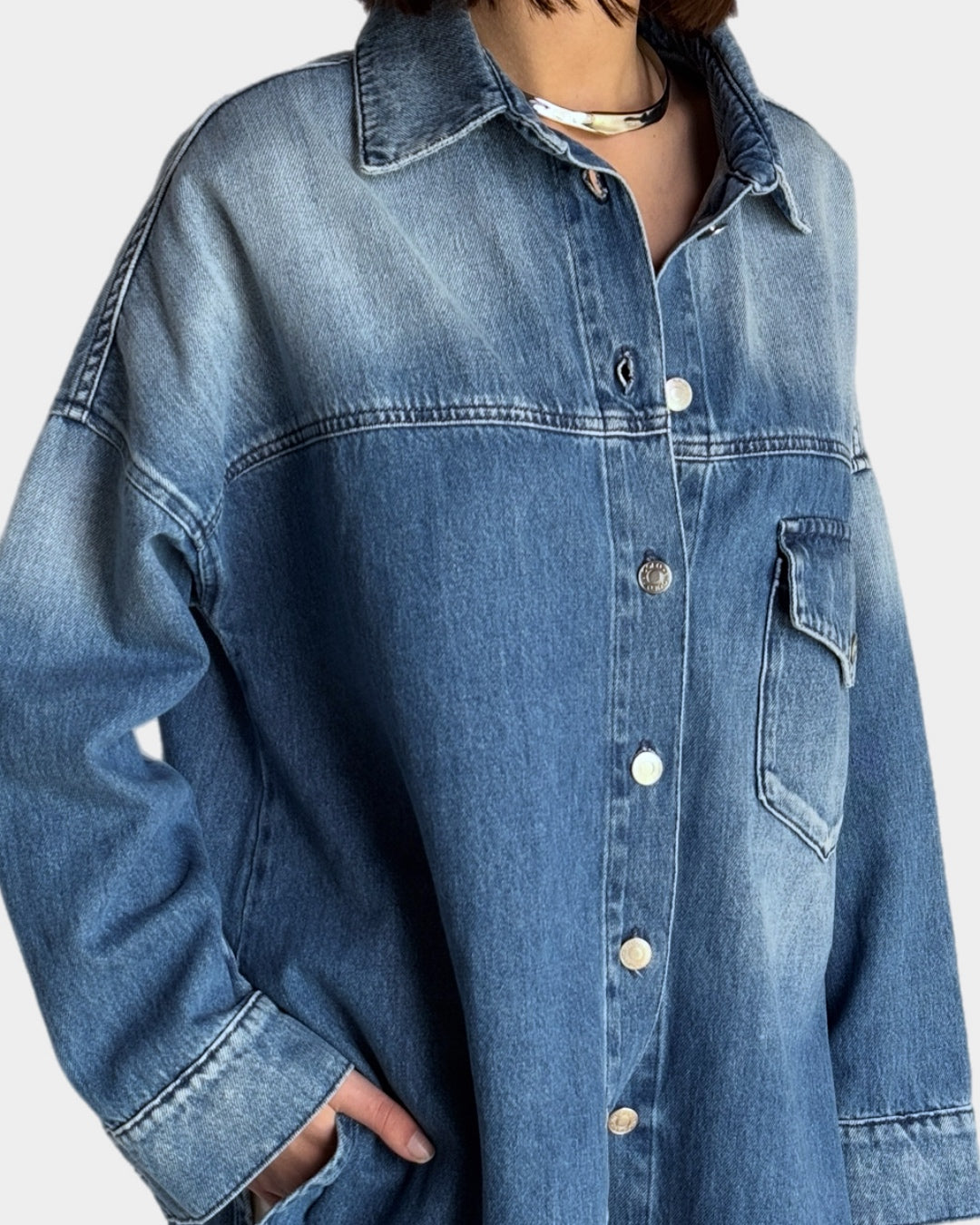 Oversized denim shirt